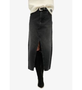 Superdry para mujer. W7210339A Falda Maxi negro (26), Casual, Algodón, Denim