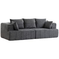 homcom sofa 3 plazas tipo nube en chenilla con muelles ensacados asiento ancho y profundo cojines gris   aosom espana