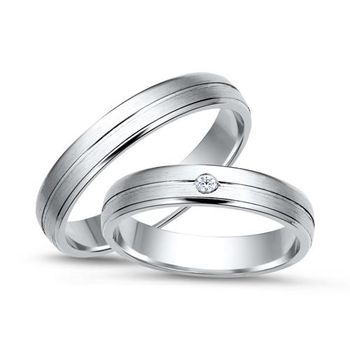 Alianzas 8 quilates oro blanco con diamante