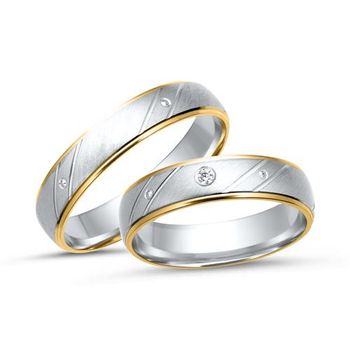 Alianzas 18 quilates oro amarillo-blanco con diamante