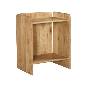 Mesita De Noche Exótica De Madera De Acacia 2 Niveles, Natural