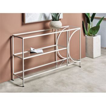 Consola Chike Textura Rugosa Blanca 120x30x71 Cms