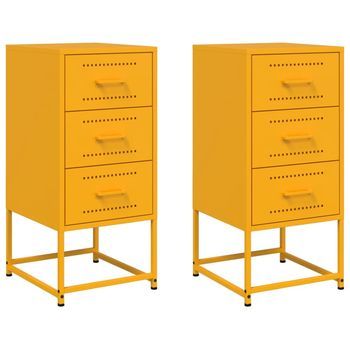 Mesitas De Noche 2 Uds Acero Amarillo Mostaza 36x39x78 Cm Vidaxl