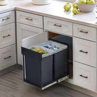 papelera de cocina extraible 2 x 20 l de acero de color gris
