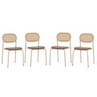 set 4 sillas de comedor ratan y pu urban meuble nature 46x48x80 cm - marron