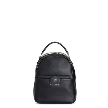 mochila con cremallera y asa, bolsillo delantero con solapa black