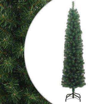 Árbol De Navidad Artificial Delgado Y Soporte Pvc Verde 210 Cm Vidaxl