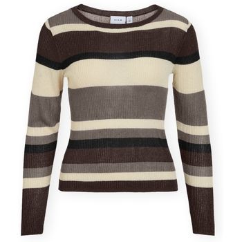 Vila Jersey Ember Open Knit - Super Light Natural Melange/Falcon para mujer