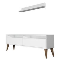 mueble tv con estante best blanco