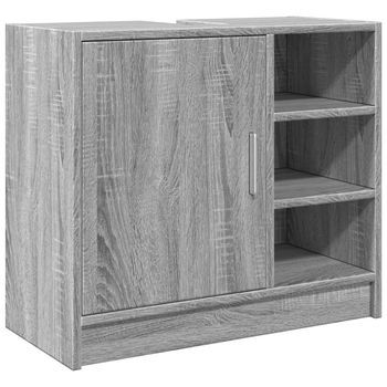 Mueble De Almacenaje | Armario De Lavabo Madera De Ingeniería Gris Sonoma 63x29x55 Cm