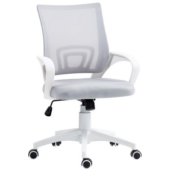 HOMCOM Silla de Escritorio de Malla Giratoria con Altura Ajustable Función de Basculante y Reposabrazos Gris   Aosom España