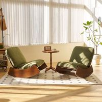 mecedora - sillon para salon y dormitorio - madera y pana - verde 90x615x719cm