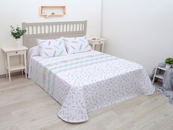 Colcha reversible unifabrics julia + cojines
