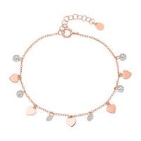 pulsera corazones plata 925 banada en oro rosa con circonitas