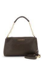 clutch de piel martele con asa de cadena y bandolera dark brown