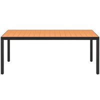 mesa de jardin  mesa de exterior de aluminio y wpc marron 185x90x74 cm