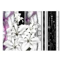 papel pintado 3d - lirios llorando en marmol purpura 200x140 cm