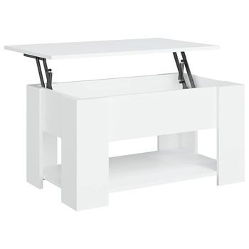 Mesa De Café - Mesa De Centro Madera De Ingeniería Blanco 79x49x41 Cm