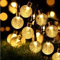 guirnalda de luces led para jardin con energia solar de 20 luces de cadena de bolas de cristal para exteriores jardin navidad blanco calido