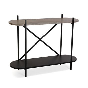 Consola de entrada en aglomerado efecto madera y metal marrón y negro