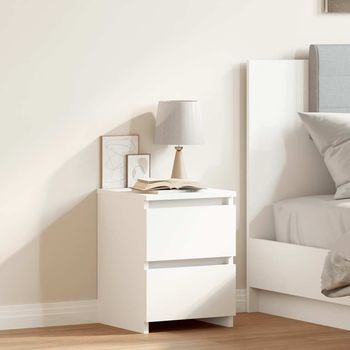 Mesita De Noche - Mueble Para Dormitorio - Madera Contrachapada - Blanco (30x30x40cm)