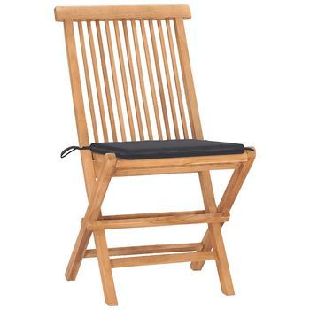 Conjunto Comedor Jardin Plegable 3 Uds | Mueble Jardin Mesa Y Sillas Madera De Teca Cojines