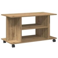 mueble tv - mesa de tv ruedas madera ingenieria roble artisan 80x40x45 cm
