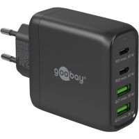 cargador rapido multipuerto usb-c goobay 64817 68w gan 4 puertos