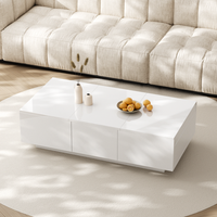 mesa de centro blanca brillante con almacenamiento oculto 100 x 50 x 31 cm
