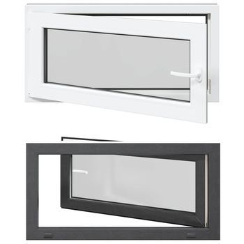 Ventana De Sótano Risor 100 X 50 Cm Pvc Y Vidrio Gris Antracita Vidaxl