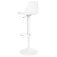 taburete ajustable con asiento de polipropileno blanco y patas negras