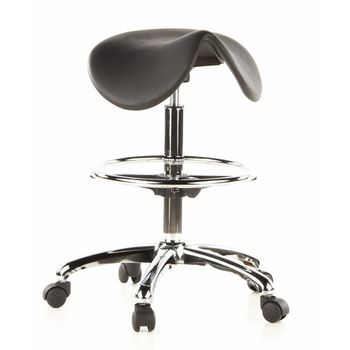 Silla De Trabajo / Taburete De Trabajo Giratorio Top Work 13 Espuma Duro Negro Cromado Hjh Office