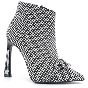 Divine Follie Boots Tronchetto Pied De Poule Catena Bianco Nero 524 para mujer