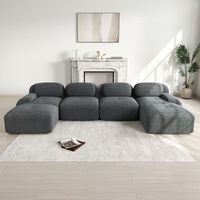 sofa modular en forma de u gris 4 plazas sin montaje y con espuma 32d