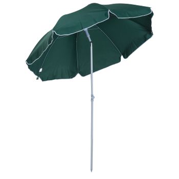 Outsunny Sombrilla de Playa Ø202 cm con Techo Inclinable Poste Desmontable Pincho Inferior para Jardín Verde   Aosom España