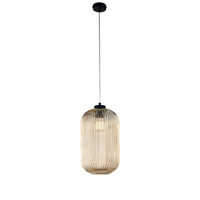 lampara colgante krizia negra con cable orientable y difusor de cristal ambar con relieve