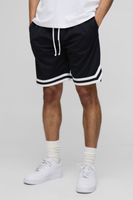 pantalon corto de malla estilo baloncesto de largo medio negro