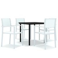 juego de comedor de jardin de 5 uds  conjunto mueble jardin mesa y sillas blanco