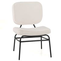 costway silla de acento tapizada silla de lectura sherpa acolchado de esponja almohadillas ajustables y marco de metal para salon dormitorio