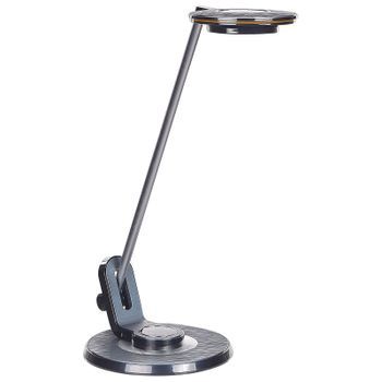 Lámpara De Oficina Led De Metal Plateado Negro 45 Cm Brazo Ajustable Usb Corvus