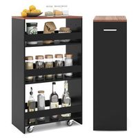 carro de almacenamiento estrecho de 4 niveles costway carrito auxiliar475x25x80 cmnegro y marron