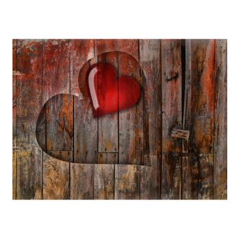 Papel Pintado 3d - Un Corazón Grabado En Madera (200x154 Cm)