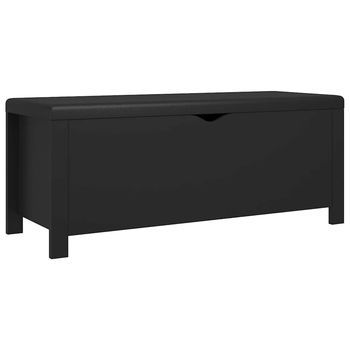 Caja De Almacenaje Y Cojín Madera Ingeniería Negro 105x40x45 Cm Vidaxl