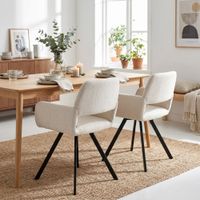 juego de 2 sillas de comedor giratorias escandinavas en tela beige