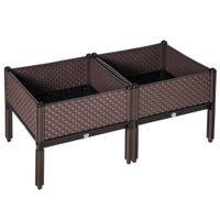 outsunny juego de 2 jardineras de exterior jardineras cuadradas elevadas combinacion libre 50x50x465 cm marron