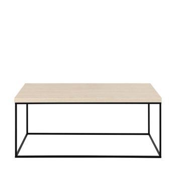 Mesa de centro con efecto travertino y metal 110x50cm - beige