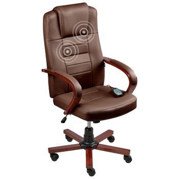 Silla De Masaje De Piel Giratoria Con Altura Ajustable Y Ruedas Para Oficina Moderna Ergonómica Marrón Oscuro Diamond