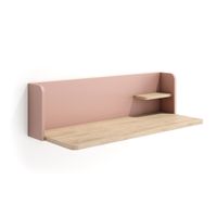 escritorio de pared de melamina roble claro y rosa 25x90x35 cm