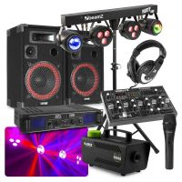 pack completo max sonido dj 500w rms bluetooth iluminacion maquina de humo
