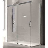 frontal de ducha  puerta corredera glase perfil cromado  115 cm pared lateral 76 - 79 cm